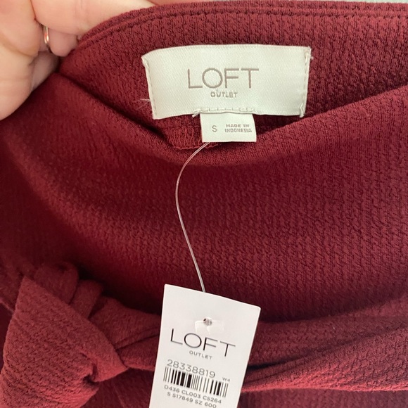 Loft Outlet skirt burgundy wine knit pencil skirt with tie size small - Picture 2 of 3